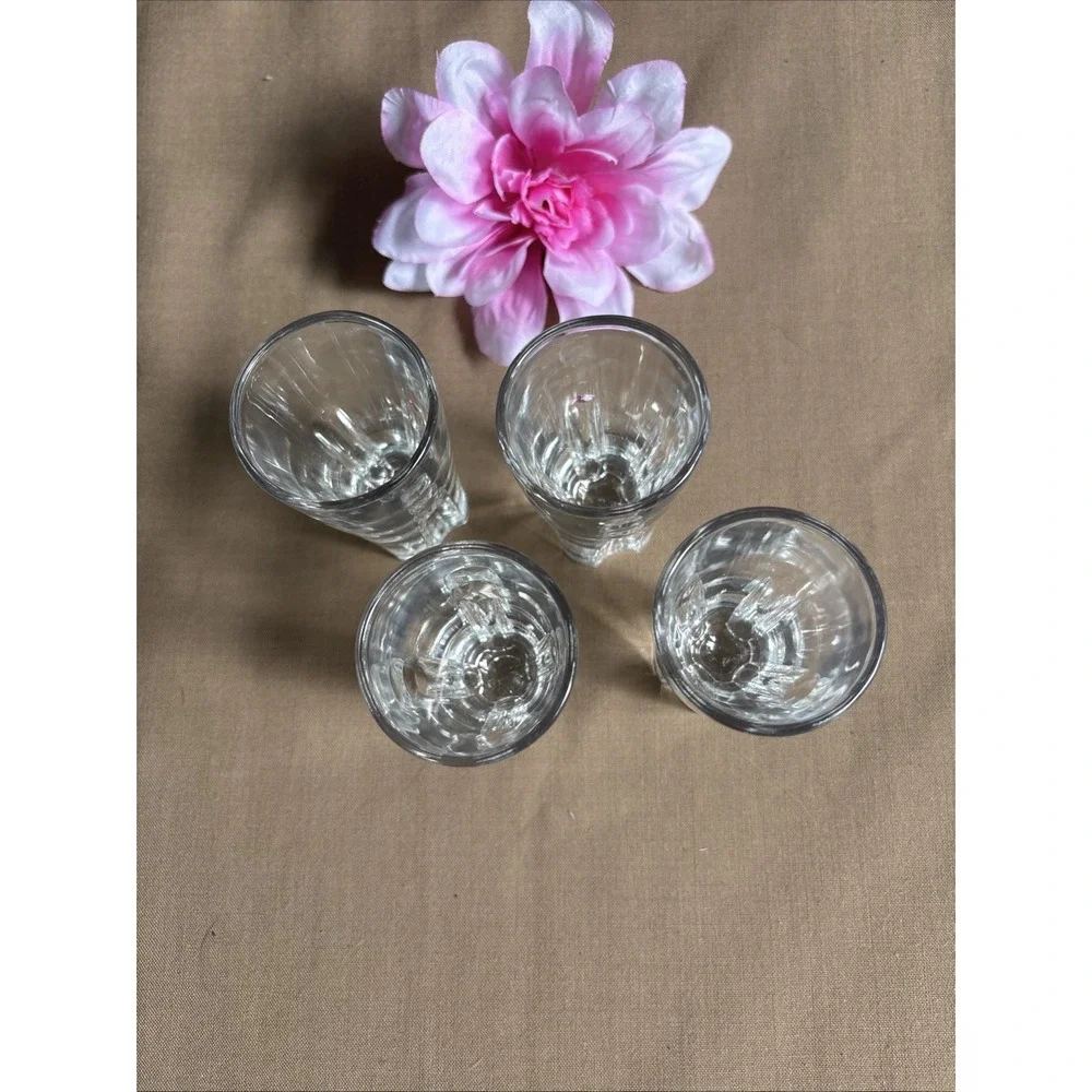 Set of 4 Italian Crystal Shot Glasses Aperitifs Heavy Base Made in Italy